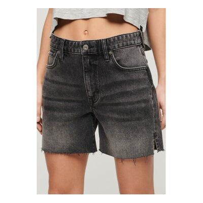 Superdry für Damen. W7110398A Schwarze verkürzte Shorts mit mittlerer Leibhöhe (30), Lässig, Baumwolle, Denim Superdry für Damen. W7110398A Schwarze verkürzte Shorts mit mittlerer Leibhöhe (30), Lässig, Baumwolle, Denim