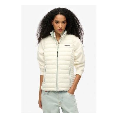 Superdry für Damen. W5011892A Fuji Lite wattierte Weste weiß (S), Lässig, Nylon Superdry für Damen. W5011892A Fuji Lite wattierte Weste weiß (S), Lässig, Nylon