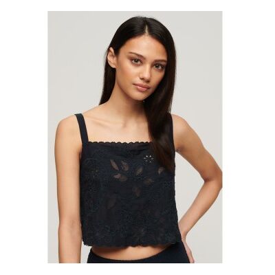 Superdry für Damen. W6011864A Marineblaues besticktes Tanktop Ibiza (S), Lässig, Baumwolle, Viskose, Ärmellos / Hosenträger Superdry für Damen. W6011864A Marineblaues besticktes Tanktop Ibiza (S), Lässig, Baumwolle, Viskose, Ärmellos / Hosenträger