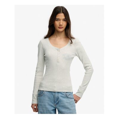 Superdry für Damen. W6012276A Sportliches graues T-Shirt (S), Lässig, Baumwolle, Langarm Superdry für Damen. W6012276A Sportliches graues T-Shirt (S), Lässig, Baumwolle, Langarm