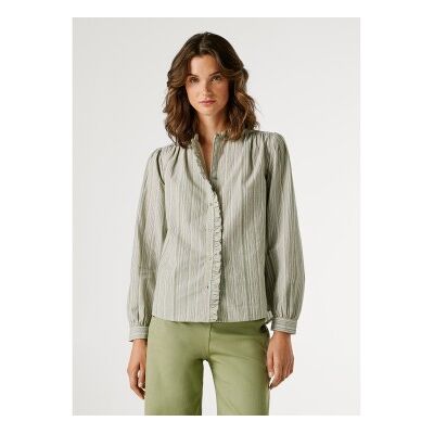 Pepe Jeans für Damen. PL3051402 Bluse Aliya grünes Hemd (S), Lässig, Baumwolle, Klassisch, Langarm Pepe Jeans für Damen. PL3051402 Bluse Aliya grünes Hemd (S), Lässig, Baumwolle, Klassisch, Langarm