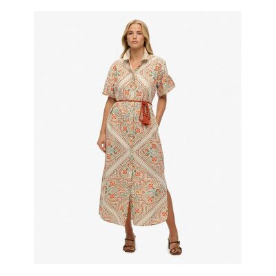 Superdry für Damen. W8011893A Kleid ?Matera? in Beige (M), Lässig, Baumwolle, Kurzarm Superdry für Damen. W8011893A Kleid ?Matera? in Beige (M), Lässig, Baumwolle, Kurzarm