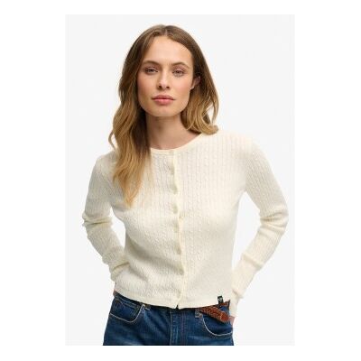 Superdry für Damen. W6110714A Essential-Strickjacke in gebrochenem Weiß (L), Lässig, Baumwolle Superdry für Damen. W6110714A Essential-Strickjacke in gebrochenem Weiß (L), Lässig, Baumwolle