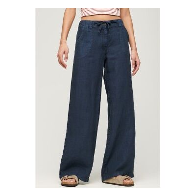 Superdry für Damen. W7011006A Leinenhose mit niedriger Leibhöhe in Marineblau (38), Lässig Superdry für Damen. W7011006A Leinenhose mit niedriger Leibhöhe in Marineblau (38), Lässig