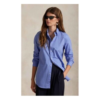Polo Ralph Lauren für Damen. 211941509001 Blaues Hemd aus elastischer Baumwolle, Fil-à-Fil-Webart (44), Lässig, Langarm Polo Ralph Lauren für Damen. 211941509001 Blaues Hemd aus elastischer Baumwolle, Fil-à-Fil-Webart (44), Lässig, Langarm