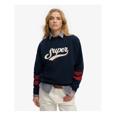 Superdry für Damen. W2012596A Varsity Script Loose Sweatshirt in Marineblau (XL), Lässig, Baumwolle Superdry für Damen. W2012596A Varsity Script Loose Sweatshirt in Marineblau (XL), Lässig, Baumwolle