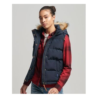 Superdry für Damen. W5011395A Weste aus Kunstfell ?Everest? in Marineblau (S), Lässig, Polyester Superdry für Damen. W5011395A Weste aus Kunstfell ?Everest? in Marineblau (S), Lässig, Polyester