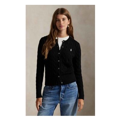 Polo Ralph Lauren für Damen. 211971868016 Schwarzer Baumwollcardigan aus Achterstrick (S), Lässig, Baumwolle Polo Ralph Lauren für Damen. 211971868016 Schwarzer Baumwollcardigan aus Achterstrick (S), Lässig, Baumwolle