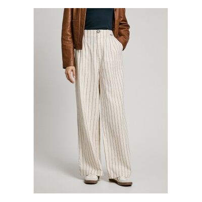 Pepe Jeans für Damen. PL211806 Weite Hose ?Herly? in Weiß (S), Lässig, Leinen Pepe Jeans für Damen. PL211806 Weite Hose ?Herly? in Weiß (S), Lässig, Leinen