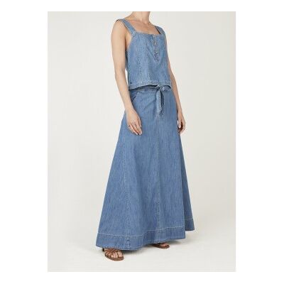 Pepe Jeans für Damen. PL9011928 Blauer Maxi-Rock mit Gürtel (S), Lässig, Baumwolle, Denim Pepe Jeans für Damen. PL9011928 Blauer Maxi-Rock mit Gürtel (S), Lässig, Baumwolle, Denim