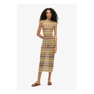 Superdry für Damen. W8011848A Mehrfarbiges Midi-Kleid aus Strick mit Zickzackmuster (M), Lässig, Viskose, Ärmellos / Hosenträger Superdry für Damen. W8011848A Mehrfarbiges Midi-Kleid aus Strick mit Zickzackmuster (M), Lässig, Viskose, Ärmellos / Hosenträger