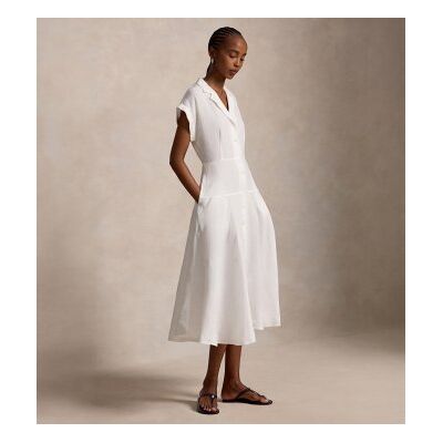 Polo Ralph Lauren für Damen. 211B22538001 Leinen-Hemdblusenkleid mit kurzen Ärmeln in Gebrochenweiß (34), Lässig, Kurzarm Polo Ralph Lauren für Damen. 211B22538001 Leinen-Hemdblusenkleid mit kurzen Ärmeln in Gebrochenweiß (34), Lässig, Kurzarm