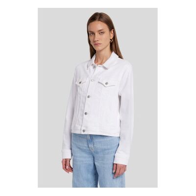 7 For All Mankind für Damen. 7U926549SL7 Klassische Trucker Jacke weiß (L), Lässig, Lyocell 7 For All Mankind für Damen. 7U926549SL7 Klassische Trucker Jacke weiß (L), Lässig, Lyocell