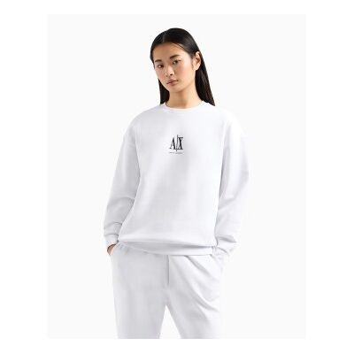 Giorgio Armani A X Armani Exchange für Damen. XW000821AF10818U0002 Sweatshirt mit Rundhalsausschnitt weiß (L), Lässig, Sportlich, Baumwolle, Multisport Giorgio Armani A X Armani Exchange für Damen. XW000821AF10818U0002 Sweatshirt mit Rundhalsausschnitt weiß (L), Lässig, Sportlich, Baumwolle, Multisport
