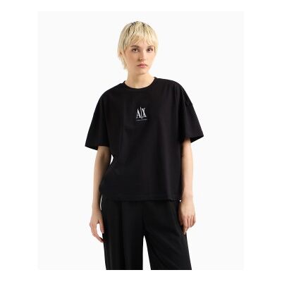 Giorgio Armani A X Armani Exchange für Damen. XW001182AF15085UC001 Logo-Kurzarm-T-Shirt schwarz (M), Lässig, Baumwolle Giorgio Armani A X Armani Exchange für Damen. XW001182AF15085UC001 Logo-Kurzarm-T-Shirt schwarz (M), Lässig, Baumwolle