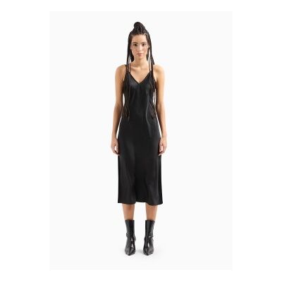 Giorgio Armani A X Armani Exchange für Damen. 8NYA59YNZ5Z1200 Schwarzes Midikleid (S), Lässig, Polyester, Ärmellos / Hosenträger Giorgio Armani A X Armani Exchange für Damen. 8NYA59YNZ5Z1200 Schwarzes Midikleid (S), Lässig, Polyester, Ärmellos / Hosenträger