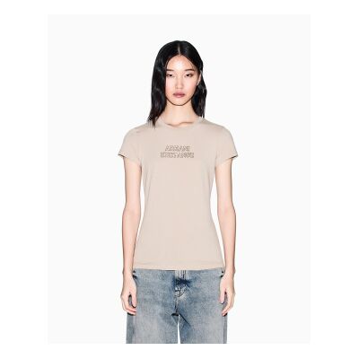 Giorgio Armani A X Armani Exchange für Damen. XW002293AF17173U6223 Beigefarbenes T-shirt (XL), Lässig, Baumwolle, Kurzarm Giorgio Armani A X Armani Exchange für Damen. XW002293AF17173U6223 Beigefarbenes T-shirt (XL), Lässig, Baumwolle, Kurzarm