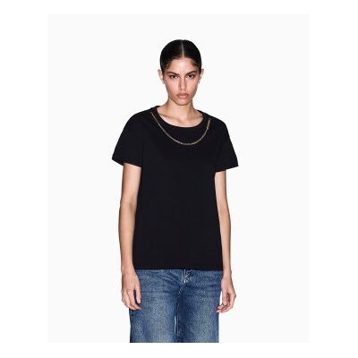 Giorgio Armani A X Armani Exchange für Damen. XW002329AF10356UC001 Schwarzes Outfit-T-Shirt (S), Lässig, Baumwolle, Kurzarm Giorgio Armani A X Armani Exchange für Damen. XW002329AF10356UC001 Schwarzes Outfit-T-Shirt (S), Lässig, Baumwolle, Kurzarm