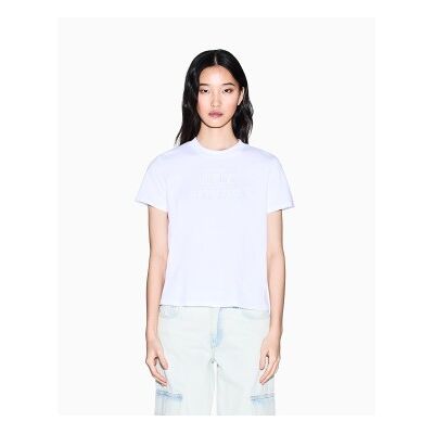 Giorgio Armani A X Armani Exchange für Damen. XW002334AF10358U0002 Premium Casual T-shirt weiß (S), Lässig, Baumwolle, Kurzarm Giorgio Armani A X Armani Exchange für Damen. XW002334AF10358U0002 Premium Casual T-shirt weiß (S), Lässig, Baumwolle, Kurzarm
