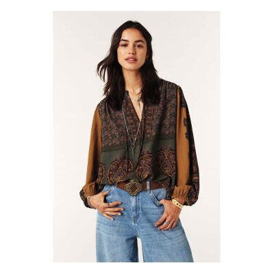 BA&SH; für Damen. 1H25BAKE Braune Baker-Bluse (36), Lässig, Viskose, Langarm BA&SH; für Damen. 1H25BAKE Braune Baker-Bluse (36), Lässig, Viskose, Langarm