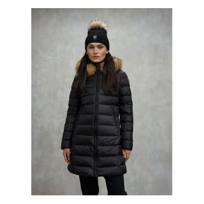 Blauer für Damen. 25WBLDK03103 Lange Jacke mit Pelzbesatz Kristin schwarz (L), Lässig, Polyamid Blauer für Damen. 25WBLDK03103 Lange Jacke mit Pelzbesatz Kristin schwarz (L), Lässig, Polyamid