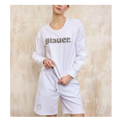 Blauer für Damen. 25SBLDF03257 Champey Gothic Sweatshirt weiß (M), Lässig, Baumwolle Blauer für Damen. 25SBLDF03257 Champey Gothic Sweatshirt weiß (M), Lässig, Baumwolle