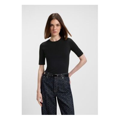 HUGO für Damen. 50515019 Darnelia T-shirt schwarz (M), Lässig, Polyester, Kurzarm HUGO für Damen. 50515019 Darnelia T-shirt schwarz (M), Lässig, Polyester, Kurzarm