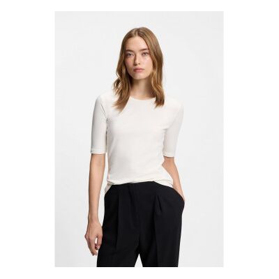 HUGO für Damen. 50515019 Darnelia T-Shirt off-white (M), Weiß, Lässig, Polyester, Kurzarm HUGO für Damen. 50515019 Darnelia T-Shirt off-white (M), Weiß, Lässig, Polyester, Kurzarm