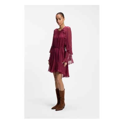 Boss für Damen. 50564696 Kleid Dredia rot (34), Lässig, Viskose, Langarm, Bordeaux Boss für Damen. 50564696 Kleid Dredia rot (34), Lässig, Viskose, Langarm, Bordeaux