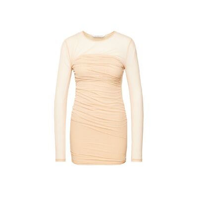 Calvin Klein Jeans für Damen. J20J222530 Layered Mesh Kleid beige (M), Lässig, Party, Langarm, Recyceltes Polyester Calvin Klein Jeans für Damen. J20J222530 Layered Mesh Kleid beige (M), Lässig, Party, Langarm, Recyceltes Polyester