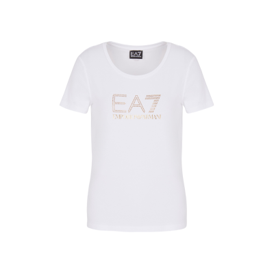 EA7 für Damen. 8NTT67_TJDQZ Evolution Big Logo T-shirt weiß (M), Lässig, Baumwolle, Kurzarm EA7 für Damen. 8NTT67_TJDQZ Evolution Big Logo T-shirt weiß (M), Lässig, Baumwolle, Kurzarm