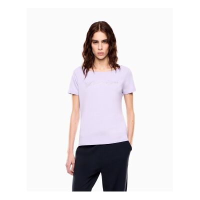 EA7 für Damen. 7W000978_AF10373 Lila Logo Series T-Shirt (M), Lässig, Flieder, Baumwolle, Kurzarm EA7 für Damen. 7W000978_AF10373 Lila Logo Series T-Shirt (M), Lässig, Flieder, Baumwolle, Kurzarm