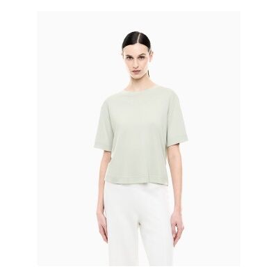 EA7 für Damen. 7W001015_AF13919 Precious T-Shirt aus Viskosemischung in Grün (M), Lässig, Sportlich, Kurzarm EA7 für Damen. 7W001015_AF13919 Precious T-Shirt aus Viskosemischung in Grün (M), Lässig, Sportlich, Kurzarm
