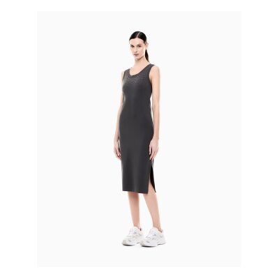 EA7 für Damen. 7W001075_AF14883 Kleid Precious grau (S), Lässig, Baumwolle, Ärmellos / Hosenträger EA7 für Damen. 7W001075_AF14883 Kleid Precious grau (S), Lässig, Baumwolle, Ärmellos / Hosenträger