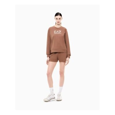 EA7 für Damen. 7W000974_AF13135 T-Shirt und Shorts Set aus braunem elastischem Baumwollstrick (L), Lässig, Heimtextilien, Baumwolle EA7 für Damen. 7W000974_AF13135 T-Shirt und Shorts Set aus braunem elastischem Baumwollstrick (L), Lässig, Heimtextilien, Baumwolle