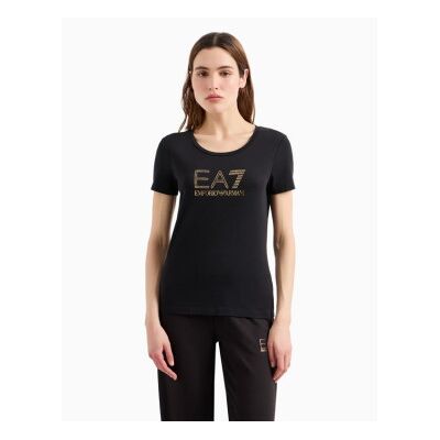 EA7 für Damen. 8NTT67_TJDQZ T-Shirt mit schwarzer Evolution maxilogotype (M), Lässig, Baumwolle, Kurzarm EA7 für Damen. 8NTT67_TJDQZ T-Shirt mit schwarzer Evolution maxilogotype (M), Lässig, Baumwolle, Kurzarm