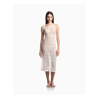 Giorgio Armani Emporio Armani für Damen. EW000608_AF20251 Beigefarbenes Spitzenkleid (M), Baumwolle, Strandbekleidung, Ärmellos / Hosenträger Giorgio Armani Emporio Armani für Damen. EW000608_AF20251 Beigefarbenes Spitzenkleid (M), Baumwolle, Strandbekleidung, Ärmellos / Hosenträger