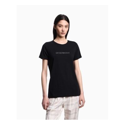 Giorgio Armani Emporio Armani für Damen. EW000408_AF13033 Homie T-shirt schwarz (M), Heimtextilien, Baumwolle, Kurzarm Giorgio Armani Emporio Armani für Damen. EW000408_AF13033 Homie T-shirt schwarz (M), Heimtextilien, Baumwolle, Kurzarm