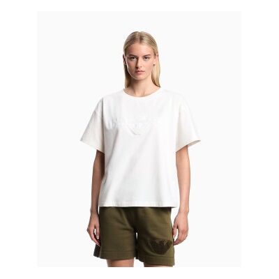 Giorgio Armani Emporio Armani für Damen. EW004077_AF20244 T-shirt Line weiß (M), Lässig, Baumwolle, Kurzarm Giorgio Armani Emporio Armani für Damen. EW004077_AF20244 T-shirt Line weiß (M), Lässig, Baumwolle, Kurzarm