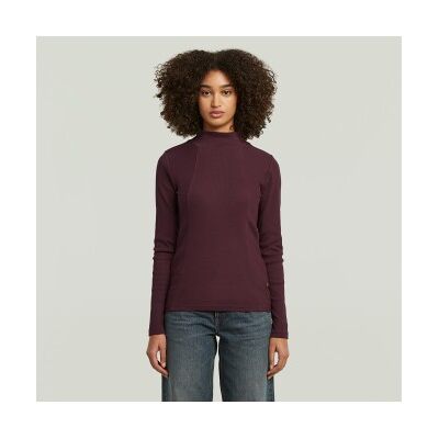 G-Star für Damen. D26905-E136-671 A-Line Slim Rib Mock T-Shirt kastanienbraun (XL), Lässig, Langarm, Bio-Baumwolle, Nachhaltig G-Star für Damen. D26905-E136-671 A-Line Slim Rib Mock T-Shirt kastanienbraun (XL), Lässig, Langarm, Bio-Baumwolle, Nachhaltig