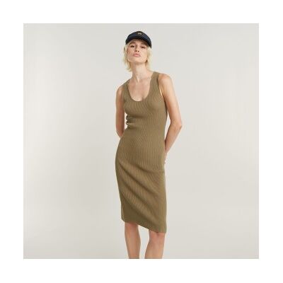 G-Star für Damen. D24659-D605-G290 Bodycon Rippenkleid grün (XL), Lässig, Ärmellos / Hosenträger, Bio-Baumwolle, Nachhaltig G-Star für Damen. D24659-D605-G290 Bodycon Rippenkleid grün (XL), Lässig, Ärmellos / Hosenträger, Bio-Baumwolle, Nachhaltig