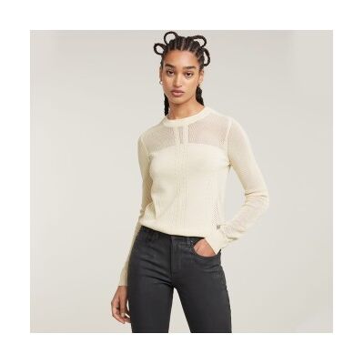 G-Star für Damen. D25270-B754-127 Beigefarbener Pointelle-Pullover (L), Lässig, Viskose G-Star für Damen. D25270-B754-127 Beigefarbener Pointelle-Pullover (L), Lässig, Viskose