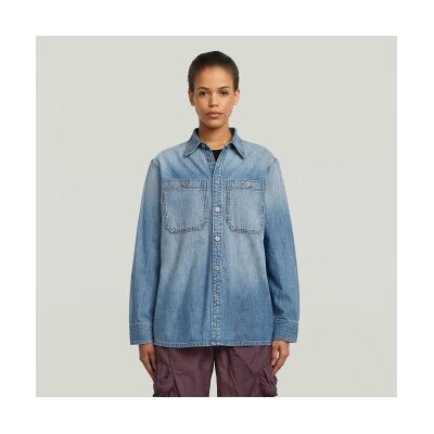 G-Star für Damen. D27697-D539-G341 Hemd Regular 2 Pockets blau (L), Lässig, Baumwolle, Langarm G-Star für Damen. D27697-D539-G341 Hemd Regular 2 Pockets blau (L), Lässig, Baumwolle, Langarm