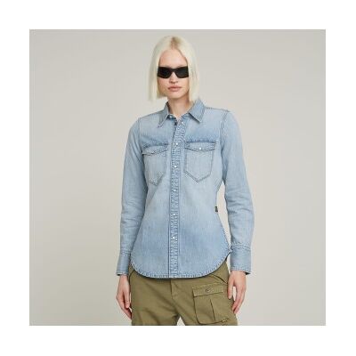 G-Star für Damen. D24343-D539-G342 Schmales Westernhemd blau (S), Lässig, Baumwolle, Denim, Langarm G-Star für Damen. D24343-D539-G342 Schmales Westernhemd blau (S), Lässig, Baumwolle, Denim, Langarm
