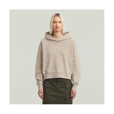 G-Star für Damen. D27726-D969-H714 Gewaschener A-Linien-Kapuzenpullover mit Skript beige (L), Lässig, Baumwolle, Langarm G-Star für Damen. D27726-D969-H714 Gewaschener A-Linien-Kapuzenpullover mit Skript beige (L), Lässig, Baumwolle, Langarm