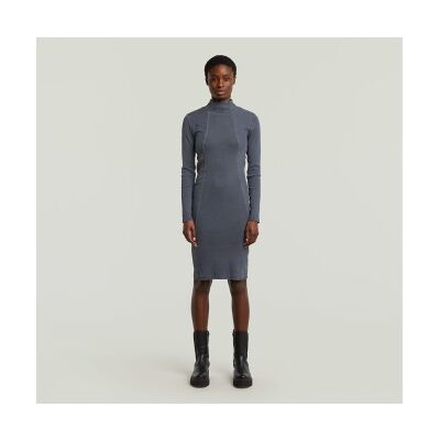 G-Star für Damen. D27164-E127-H193 Washed Slim Rib Kleid blau (L), Lässig, Baumwolle, Langarm G-Star für Damen. D27164-E127-H193 Washed Slim Rib Kleid blau (L), Lässig, Baumwolle, Langarm