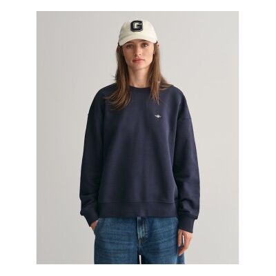Gant für Damen. 4201414 Shield marineblaues Sweatshirt mit Rundhalsausschnitt (XS), Lässig, Baumwolle Gant für Damen. 4201414 Shield marineblaues Sweatshirt mit Rundhalsausschnitt (XS), Lässig, Baumwolle
