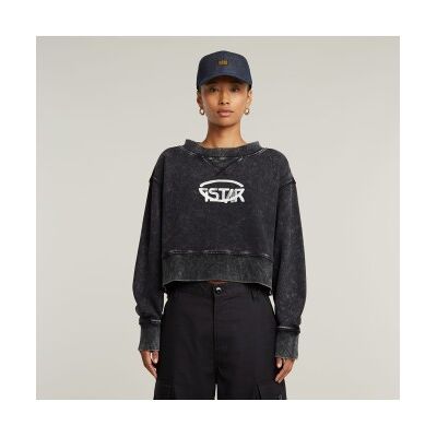 G-Star für Damen. D26655-D249-B564 Übergefärbtes, lockeres Sweatshirt mit Logo schwarz (XXS), Lässig, Bio-Baumwolle, Nachhaltig G-Star für Damen. D26655-D249-B564 Übergefärbtes, lockeres Sweatshirt mit Logo schwarz (XXS), Lässig, Bio-Baumwolle, Nachhaltig