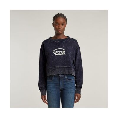 G-Star für Damen. D26655-D249-H193 Overdyed Cropped Logo Lose navy Sweatshirt (XXS), Lässig, Bio-Baumwolle, Nachhaltig, Marine G-Star für Damen. D26655-D249-H193 Overdyed Cropped Logo Lose navy Sweatshirt (XXS), Lässig, Bio-Baumwolle, Nachhaltig, Marine