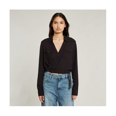 G-Star für Damen. D06288-D723-6484 Tacoma schwarzes Crossover-Shirt (M), Lässig, Viskose, Langarm G-Star für Damen. D06288-D723-6484 Tacoma schwarzes Crossover-Shirt (M), Lässig, Viskose, Langarm